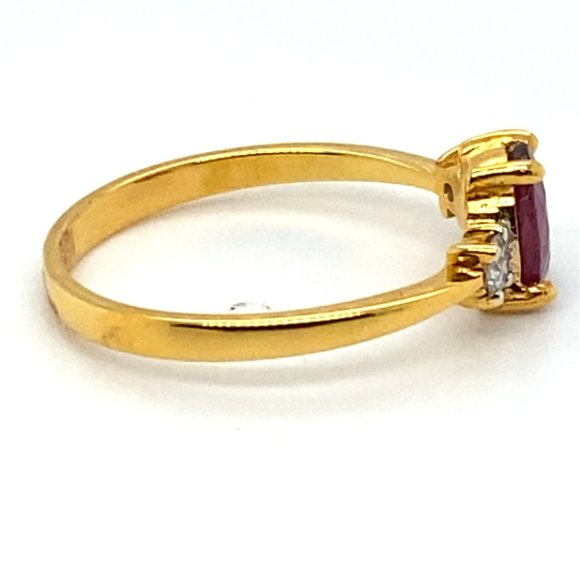 Mozambique Ruby 1.20ct Natural Diamonds Solid 14K Yellow Gold Ring - Picture 5 of 7